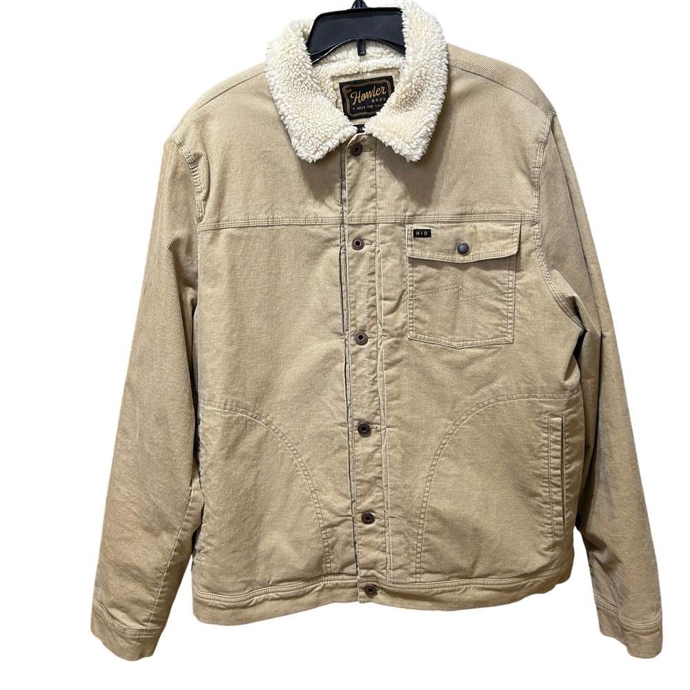 Howler Brothers Corduroy Sherpa Lined Jacket XXL Tan Trucker Coat